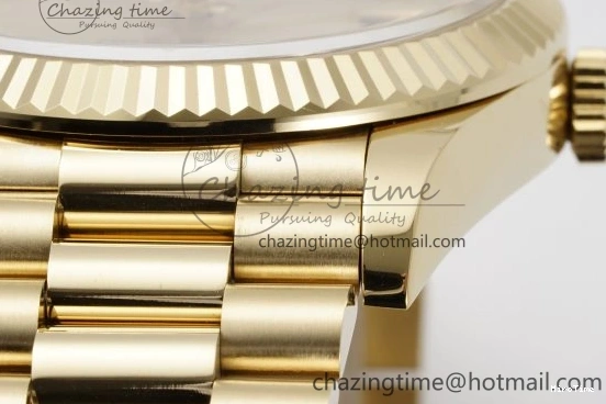MiroTime 0505 Comfortable DayDate 40 YG JDF Gain Weight 904L Steel YG Dial Roman Markers on President Bracelet A2836 V 1821